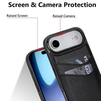 For iPhone Air Litchi Leather Skin Card Slots Phone Case(Black) - iPhone Air Cases by buy2fix | Online Shopping UK | buy2fix