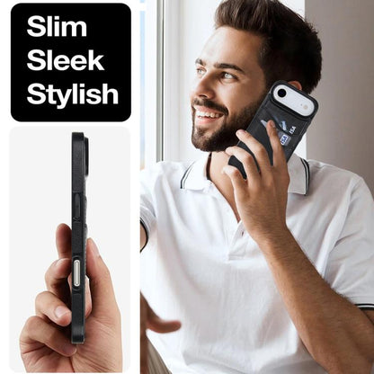 For iPhone Air Litchi Leather Skin Card Slots Phone Case(Black) - iPhone Air Cases by buy2fix | Online Shopping UK | buy2fix