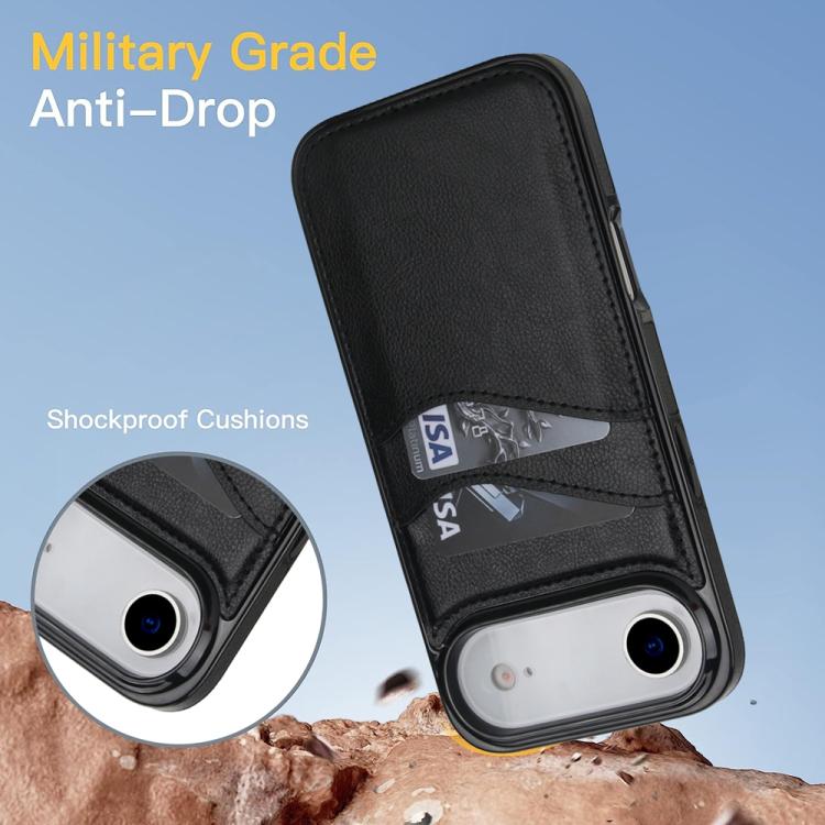 For iPhone Air Litchi Leather Skin Card Slots Phone Case(Black) - iPhone Air Cases by buy2fix | Online Shopping UK | buy2fix