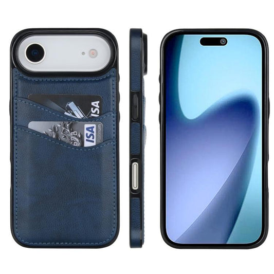 For iPhone Air Litchi Leather Skin Card Slots Phone Case(Blue) - iPhone Air Cases by buy2fix | Online Shopping UK | buy2fix