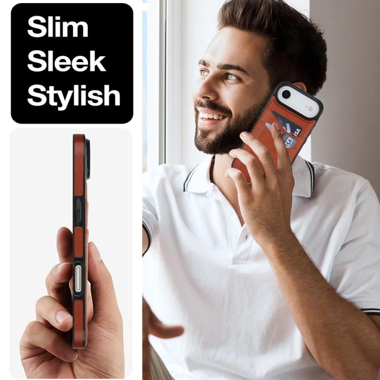 For iPhone Air Litchi Leather Skin Card Slots Phone Case(Brown) - iPhone Air Cases by buy2fix | Online Shopping UK | buy2fix