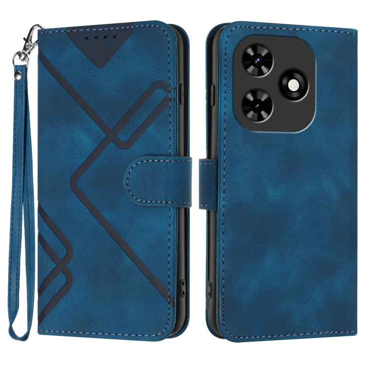 For Tecno Spark Go 2024 Line Pattern Skin Feel Leather Phone Case(Royal Blue) by buy2fix