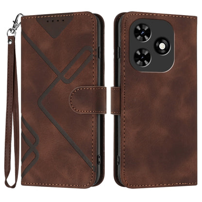 For Tecno Spark Go 2024 Line Pattern Skin Feel Leather Phone Case(Coffee) by buy2fix
