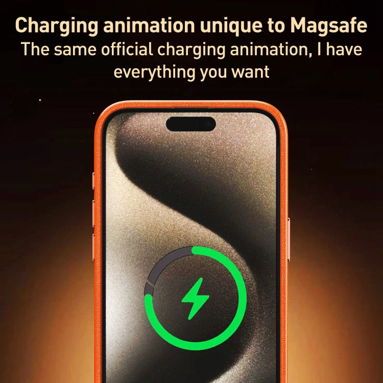 For iPhone 13 Metal Lens Frame Leather Magsafe Full Coverage Shockproof Phone Case(Blue) by buy2fix