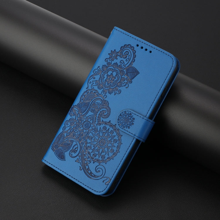 For Tecno Spark Go 2024 Datura Flower Embossed Flip Leather Phone Case(Blue) by buy2fix