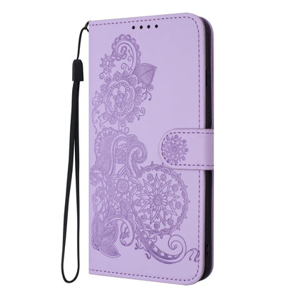 For Tecno Spark Go 2024 Datura Flower Embossed Flip Leather Phone Case(Purple) by buy2fix