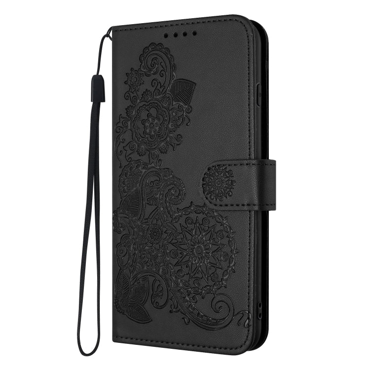 For Tecno Spark Go 2024 Datura Flower Embossed Flip Leather Phone Case(Black) by buy2fix