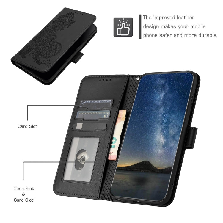For Tecno Spark Go 2024 Datura Flower Embossed Flip Leather Phone Case(Black) by buy2fix