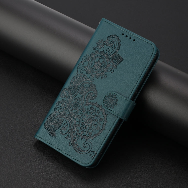 For Tecno Spark Go 2024 Datura Flower Embossed Flip Leather Phone Case(Dark Green) by buy2fix