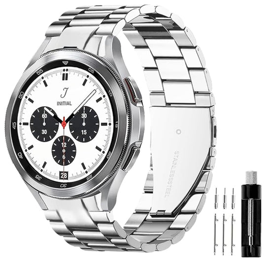 For Samsung Galaxy Watch 6 / 5 / 4 Three Bead Stainless Steel Metal Watch Band(Silver)