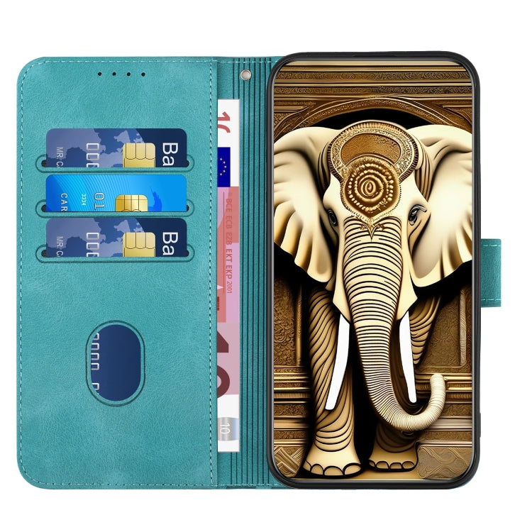 For Tecno Spark Go 2024 Elephant Head Embossed Phone Leather Case with Lanyard(Light Blue) by buy2fix