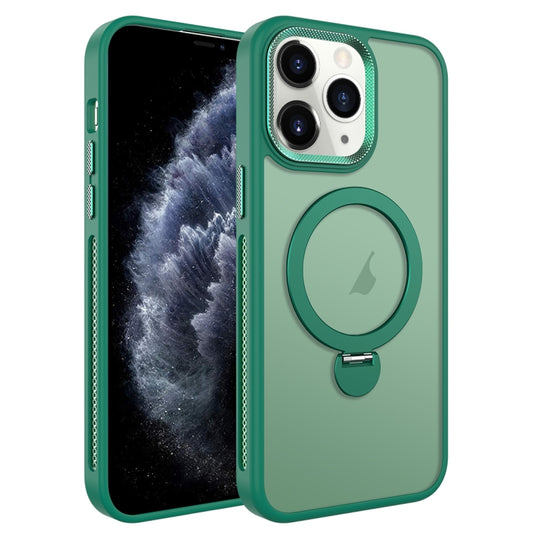 For iPhone 11 Pro Max MagSafe Magnetic Holder Breathable Phone Case(Green) - iPhone 11 Pro Max Cases by buy2fix | Online Shopping UK | buy2fix