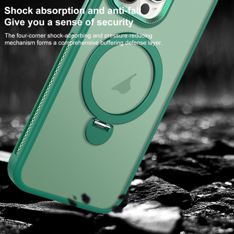 For iPhone 15 Pro MagSafe Magnetic Holder Breathable Phone Case(Green) - iPhone 15 Pro Cases by buy2fix | Online Shopping UK | buy2fix