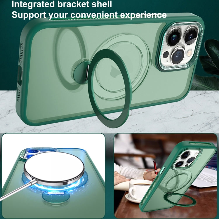 For iPhone 14 Pro Max MagSafe Magnetic Holder Breathable Phone Case(Green) - iPhone 14 Pro Max Cases by buy2fix | Online Shopping UK | buy2fix