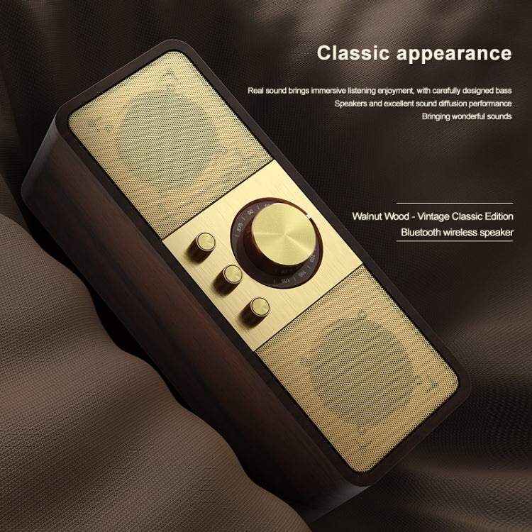 OneDer JY82 Wooden Retro Styling Wireless Speaker HIFI Classic FM Radio Support TF / U-Disk / AUX(Walnut Wood) - Desktop Speaker by OneDer | Online Shopping UK | buy2fix