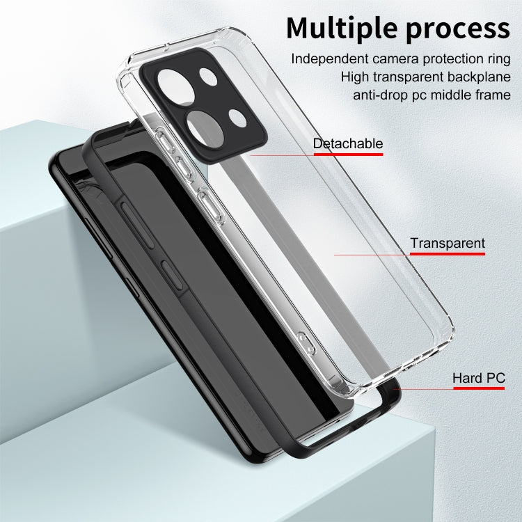 For Xiaomi Redmi Note 13 5G 3 in 1 Clear TPU Color PC Frame Phone Case(Black) - Note 13 Cases by buy2fix | Online Shopping UK | buy2fix