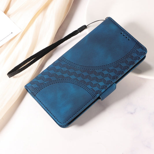 For iPhone 16 Embossed Rhombus Starry Leather Phone Case(Blue) by buy2fix