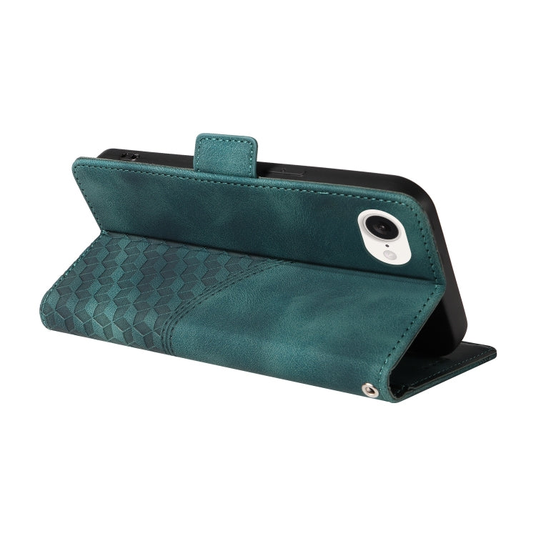 For iPhone SE 2024 Embossed Rhombus Starry Leather Phone Case(Green) by buy2fix