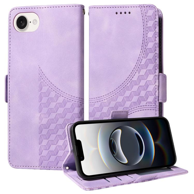 For iPhone SE 2024 Embossed Rhombus Starry Leather Phone Case(Purple) by buy2fix