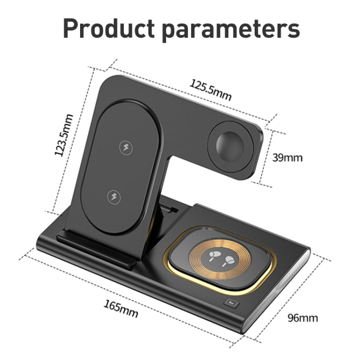 A80 3 in 1 15W Folding Wireless Charger(Black) - Wireless Charger by buy2fix | Online Shopping UK | buy2fix