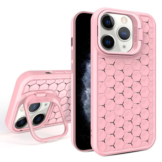 For iPhone 11 Pro Honeycomb Radiating Lens Holder Magsafe Phone Case(Pink) by buy2fix