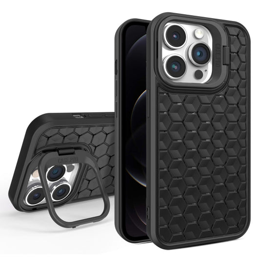 For iPhone 12 Pro Honeycomb Radiating Lens Holder Magsafe Phone Case(Black) by buy2fix