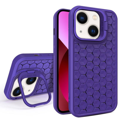 For iPhone 13 Honeycomb Radiating Lens Holder Magsafe Phone Case(Purple) - iPhone 13 Cases by buy2fix | Online Shopping UK | buy2fix