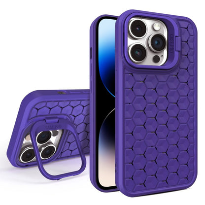 For iPhone 14 Pro Max Honeycomb Radiating Lens Holder Magsafe Phone Case(Purple) - iPhone 14 Pro Max Cases by buy2fix | Online Shopping UK | buy2fix