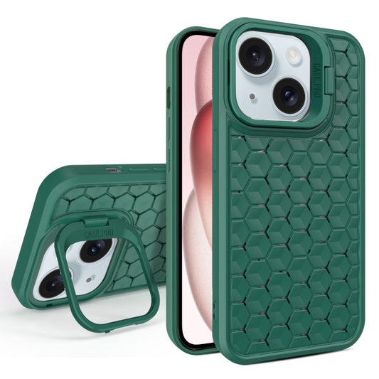 For iPhone 15 Honeycomb Radiating Lens Holder Magsafe Phone Case(Green) - iPhone 15 Cases by buy2fix | Online Shopping UK | buy2fix