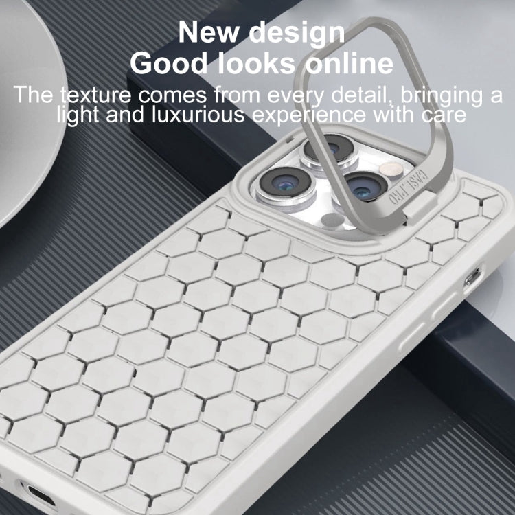 For iPhone 12 Honeycomb Radiating Lens Holder Magsafe Phone Case(Grey) by buy2fix