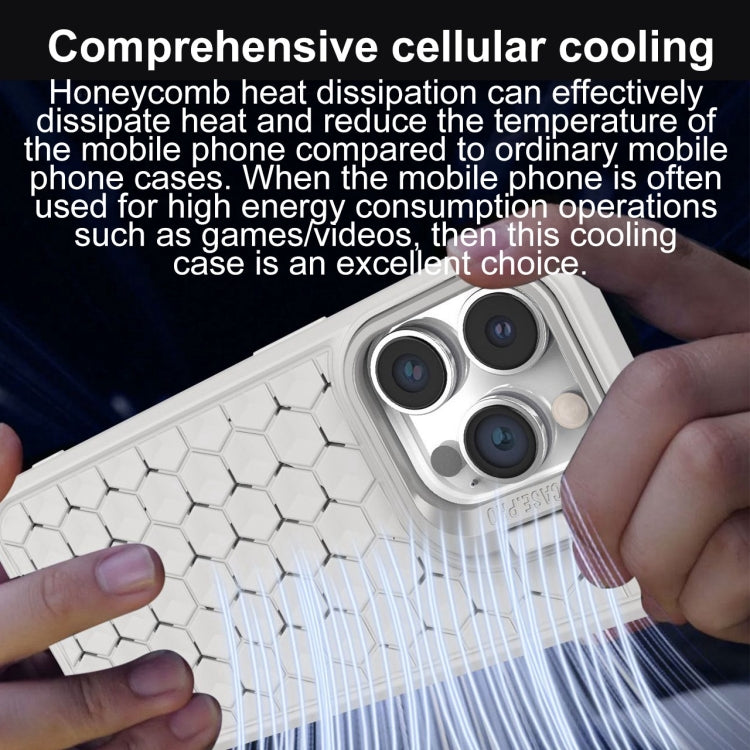 For iPhone 12 Honeycomb Radiating Lens Holder Magsafe Phone Case(Grey) by buy2fix