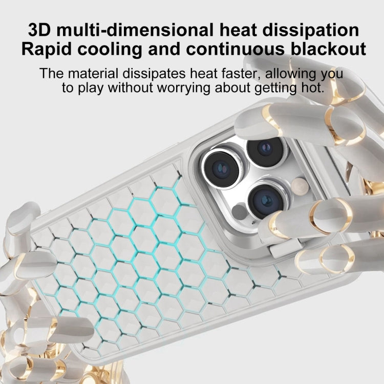 For iPhone 13 Honeycomb Radiating Lens Holder Magsafe Phone Case(Blue) by buy2fix