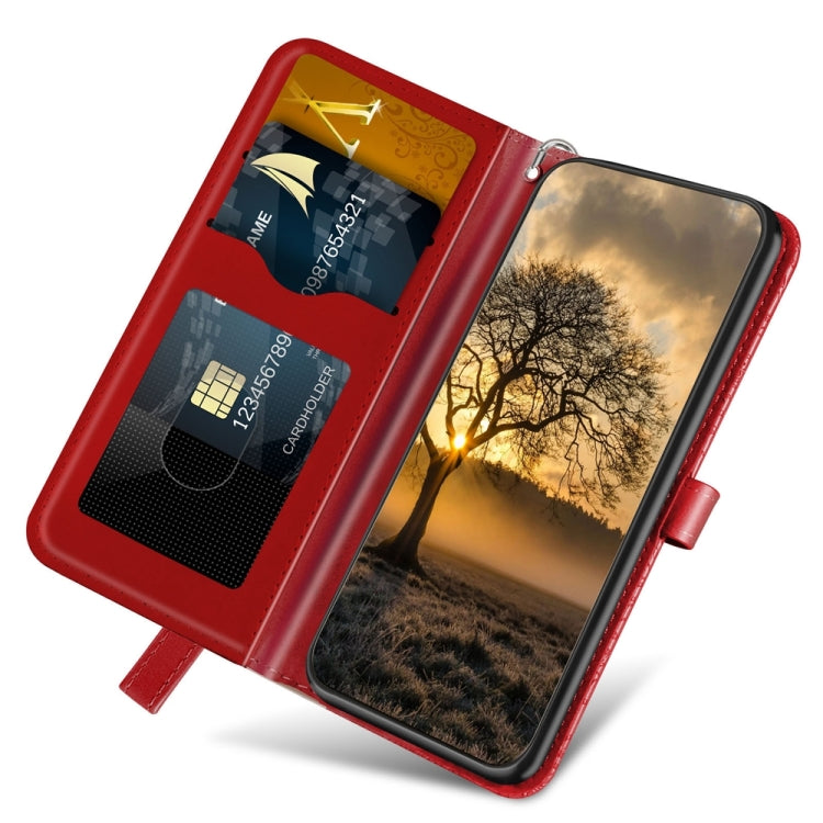 For Xiaomi Redmi Note 13 5G Life Tree Embossing Pattern Leather Phone Case(Red) - Note 13 Cases by buy2fix | Online Shopping UK | buy2fix