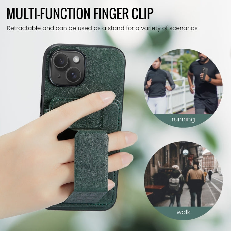 For iPhone 14 Plus Fierre Shann Oil Wax Cow Leather Card Holder Back Phone Case(Green) - iPhone 14 Plus Cases by FIERRE SHANN | Online Shopping UK | buy2fix