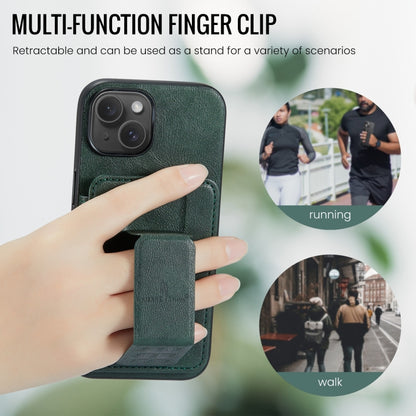 For iPhone 14 Plus Fierre Shann Oil Wax Cow Leather Card Holder Back Phone Case(Green) - iPhone 14 Plus Cases by FIERRE SHANN | Online Shopping UK | buy2fix