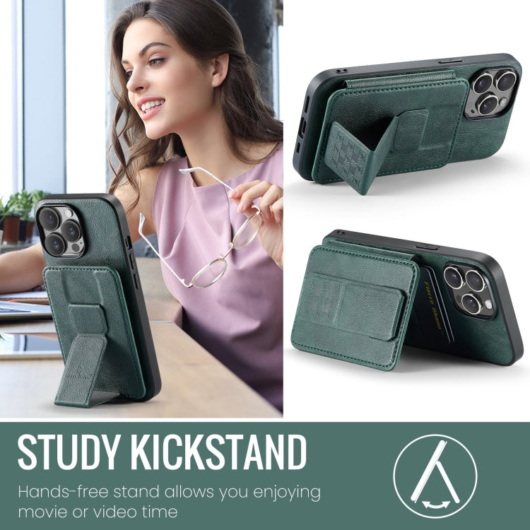 For iPhone 14 Pro Fierre Shann Oil Wax Cow Leather Card Holder Back Phone Case(Green) - iPhone 14 Pro Cases by FIERRE SHANN | Online Shopping UK | buy2fix