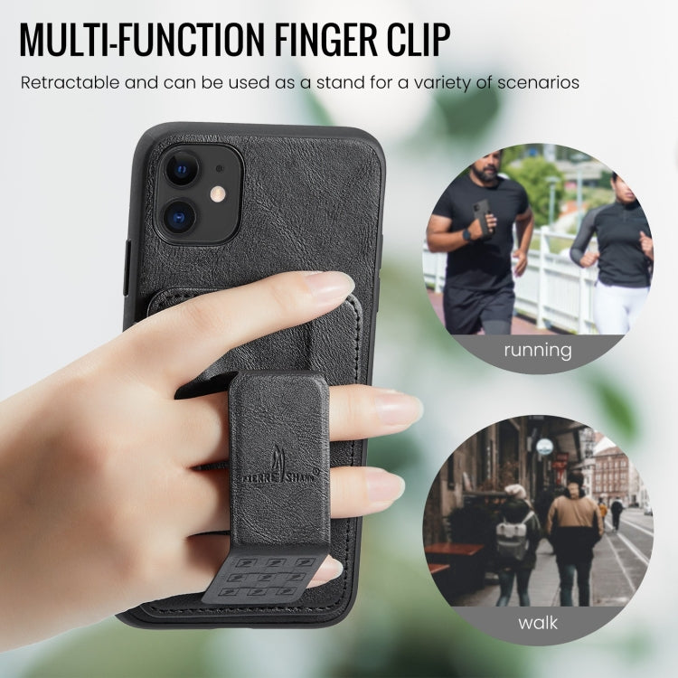 For iPhone 11 Fierre Shann Oil Wax Cow Leather Card Holder Back Phone Case(Black) - iPhone 11 Cases by FIERRE SHANN | Online Shopping UK | buy2fix