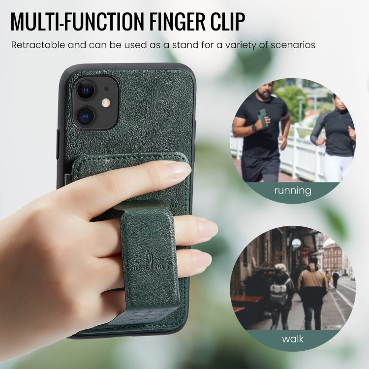 For iPhone 11 Pro Fierre Shann Oil Wax Cow Leather Card Holder Back Phone Case(Green) - iPhone 11 Pro Cases by FIERRE SHANN | Online Shopping UK | buy2fix