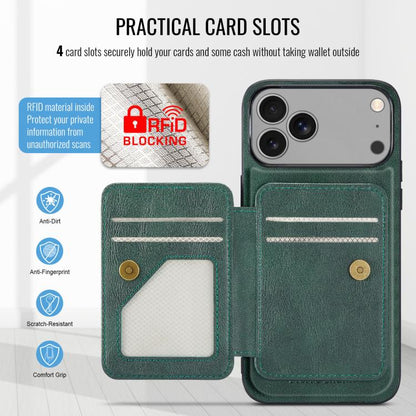 For iPhone 17 Pro Max Fierre Shann Oil Wax Cow Leather Card Holder Back Phone Case(Green) - iPhone 17 Pro Max Cases by FIERRE SHANN | Online Shopping UK | buy2fix