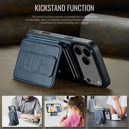 For iPhone 17 Pro Max Fierre Shann Oil Wax Cow Leather Card Holder Back Phone Case(Blue) - iPhone 17 Pro Max Cases by FIERRE SHANN | Online Shopping UK | buy2fix