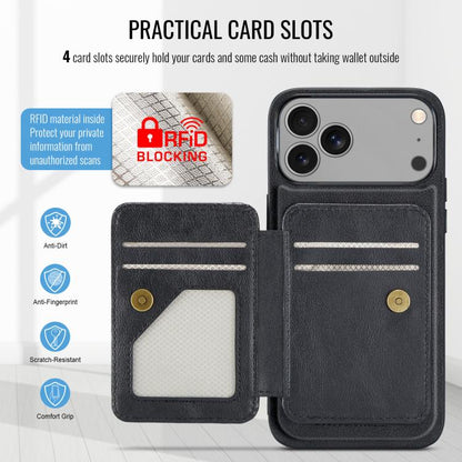 For iPhone 17 Pro Fierre Shann Oil Wax Cow Leather Card Holder Back Phone Case(Black) - iPhone 17 Pro Cases by FIERRE SHANN | Online Shopping UK | buy2fix