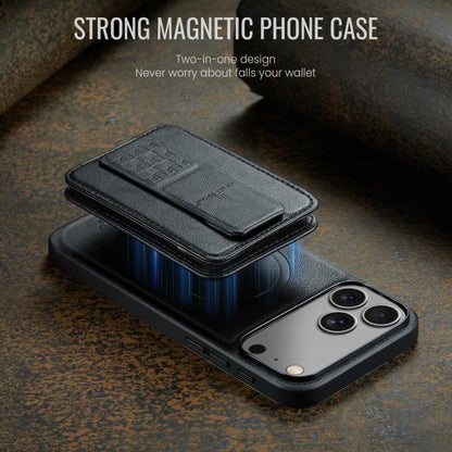 For iPhone 17 Pro Fierre Shann Oil Wax Cow Leather Card Holder Back Phone Case(Black) - iPhone 17 Pro Cases by FIERRE SHANN | Online Shopping UK | buy2fix