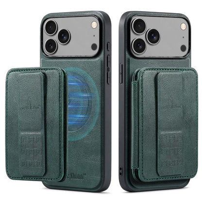 For iPhone 17 Pro Fierre Shann Oil Wax Cow Leather Card Holder Back Phone Case(Green) - iPhone 17 Pro Cases by FIERRE SHANN | Online Shopping UK | buy2fix