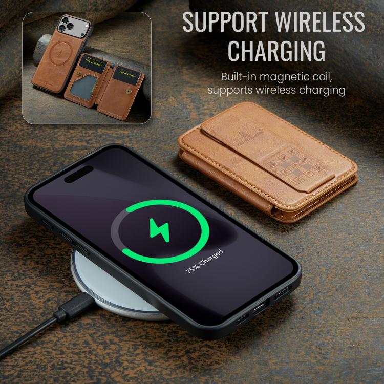 For iPhone 17 Pro Fierre Shann Oil Wax Cow Leather Card Holder Back Phone Case(Brown) - iPhone 17 Pro Cases by FIERRE SHANN | Online Shopping UK | buy2fix