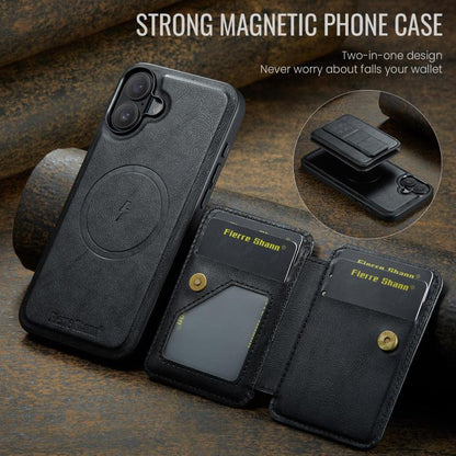 For iPhone 17 Fierre Shann Oil Wax Cow Leather Card Holder Back Phone Case(Black) - iPhone 17 Cases by FIERRE SHANN | Online Shopping UK | buy2fix