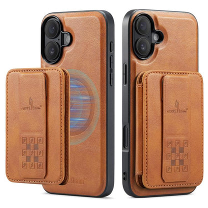 For iPhone 17 Fierre Shann Oil Wax Cow Leather Card Holder Back Phone Case(Brown) - iPhone 17 Cases by FIERRE SHANN | Online Shopping UK | buy2fix