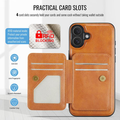 For iPhone 17 Fierre Shann Oil Wax Cow Leather Card Holder Back Phone Case(Brown) - iPhone 17 Cases by FIERRE SHANN | Online Shopping UK | buy2fix