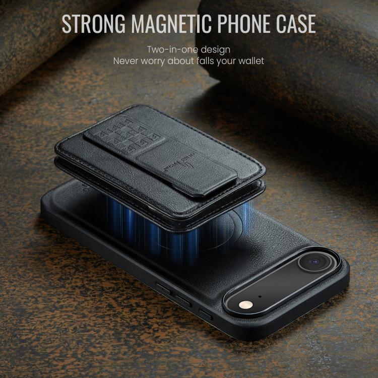 For iPhone 17 Air Fierre Shann Oil Wax Cow Leather Card Holder Back Phone Case(Black) - iPhone 17 Air Cases by FIERRE SHANN | Online Shopping UK | buy2fix