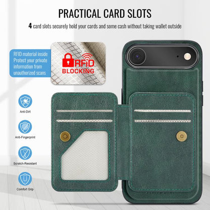 For iPhone Air Fierre Shann Oil Wax Cow Leather Card Holder Back Phone Case(Green) - iPhone Air Cases by FIERRE SHANN | Online Shopping UK | buy2fix