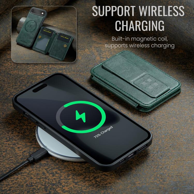 For iPhone Air Fierre Shann Oil Wax Cow Leather Card Holder Back Phone Case(Green) - iPhone Air Cases by FIERRE SHANN | Online Shopping UK | buy2fix